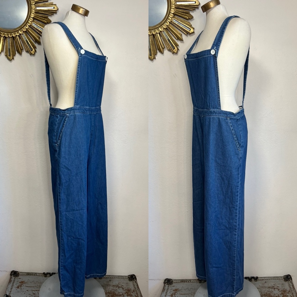 American Apparel Denim Wide Leg Crop Overalls - Picture 3 of 16